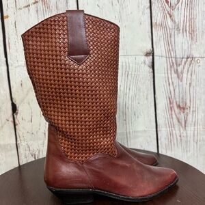 DINGO brown woven leather pointy women’s western boots Music Fest Ready! 9.5 GUC